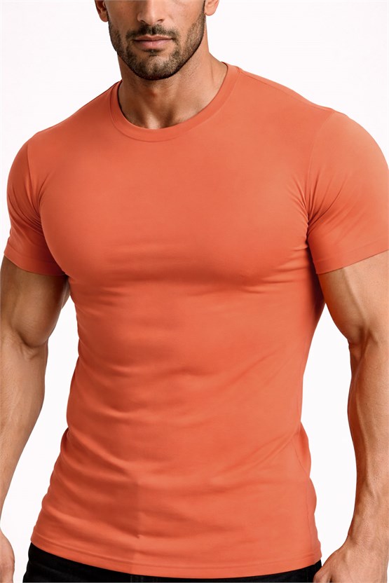 Mısırlı ORGANIC Pamuklu HERCULES Slim Fit Bisiklet Yaka Fanila Pas Kırmızısı