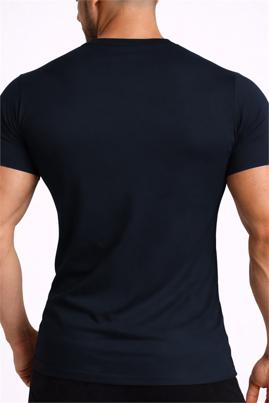 Mısırlı ORGANIC Pamuklu HERCULES Slim Fit Bisiklet Yaka Fanila Lacivert