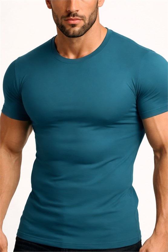 Mısırlı ORGANIC Pamuklu HERCULES Slim Fit Bisiklet Yaka Fanila Fit Green