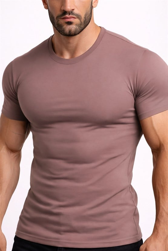 Mısırlı ORGANIC Pamuklu HERCULES Slim Fit Bisiklet Yaka Fanila / T-Shirt Lavender