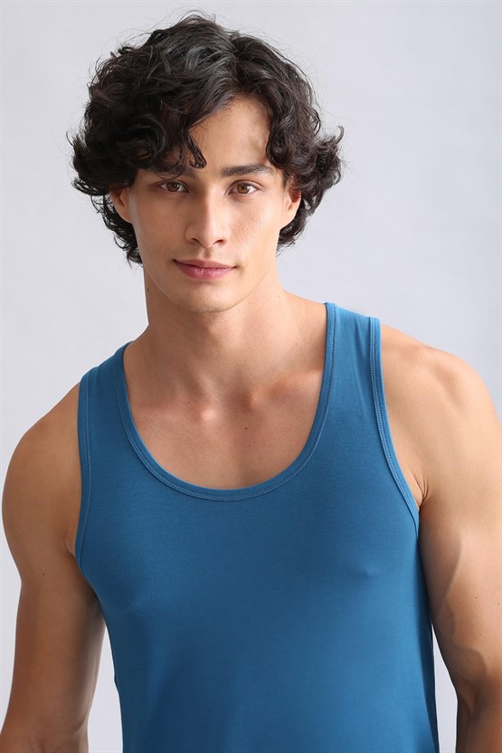 Mısırlı ORGANIC Pamuklu HERCULES Slim Fit Basic Atlet Petrol