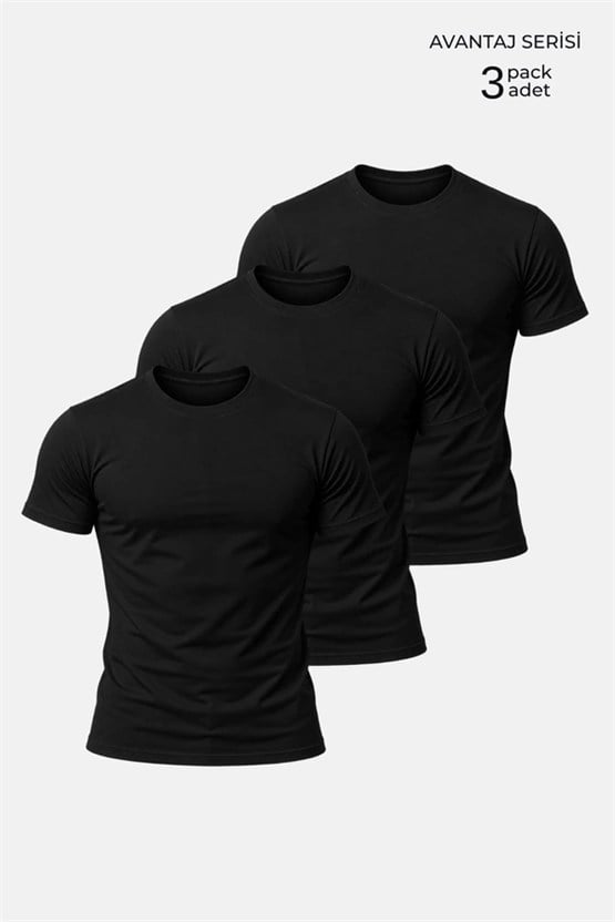 Mısırlı ORGANIC Pamuklu HERCULES Slim Fit Üçlü Fanila Siyah