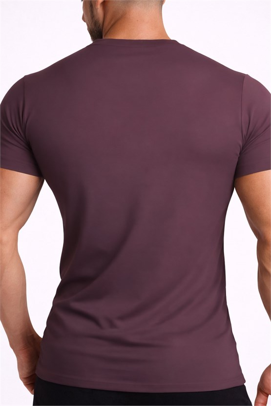 Mısırlı ORGANIC Pamuklu HERCULES Slim Fit Bisiklet Yaka Fanila Mor