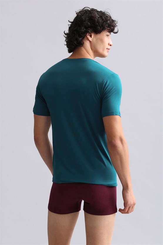 Mısırlı ORGANIC Pamuklu HERCULES Slim Fit V Yaka Fanila / T-Shirt Fit Green