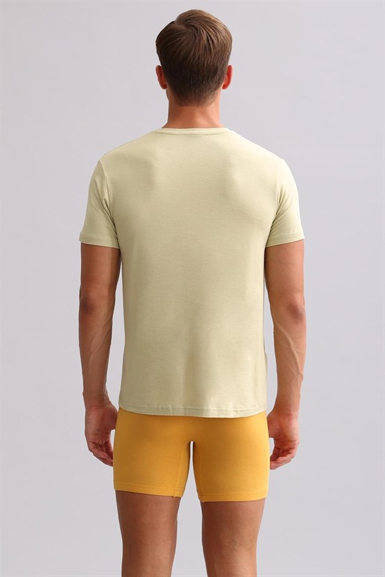 Mısırlı ORGANIC Pamuklu ZEUS LUXURY Regular Fit V Yaka Fanila / T-Shirt Haki Ada