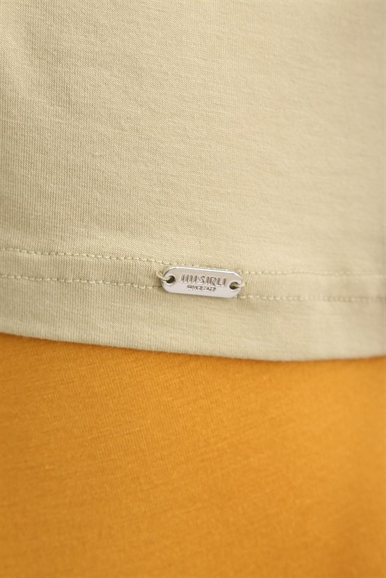 Mısırlı ORGANIC Pamuklu ZEUS LUXURY Regular Fit V Yaka Fanila / T-Shirt Haki Ada