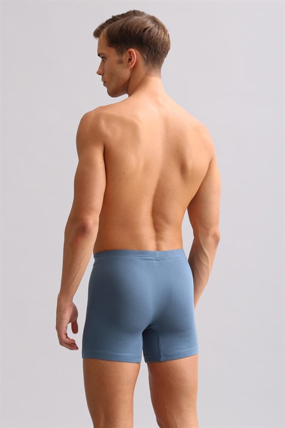 Mısırlı ORGANIC Pamuklu ZEUS LUXURY Regular Fit Metal Armalı Long Boxer Gece Mavisi