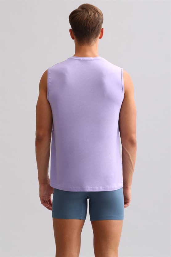 Mısırlı ORGANIC Pamuklu ZEUS LUXURY Regular Fit V Yaka Sporcu Atlet / T-Shirt Mor