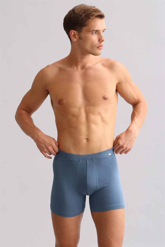 Mısırlı ORGANIC Pamuklu ZEUS LUXURY Regular Fit Metal Armalı Long Boxer Gece Mavisi