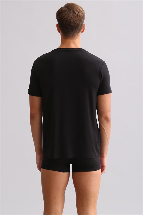Mısırlı ORGANIC Pamuklu ZEUS LUXURY Regular Fit Bisiklet Yaka Fanila / T-Shirt Siyah