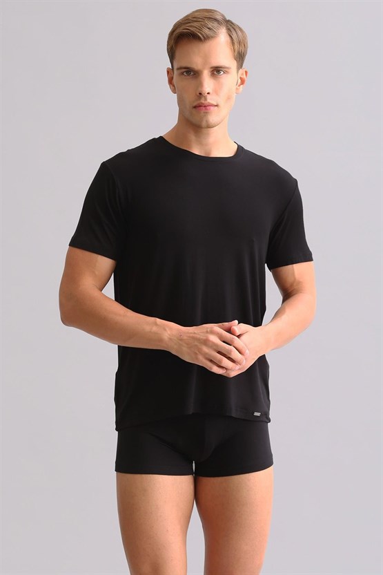 Mısırlı ORGANIC Pamuklu ZEUS LUXURY Regular Fit Bisiklet Yaka Fanila / T-Shirt Siyah