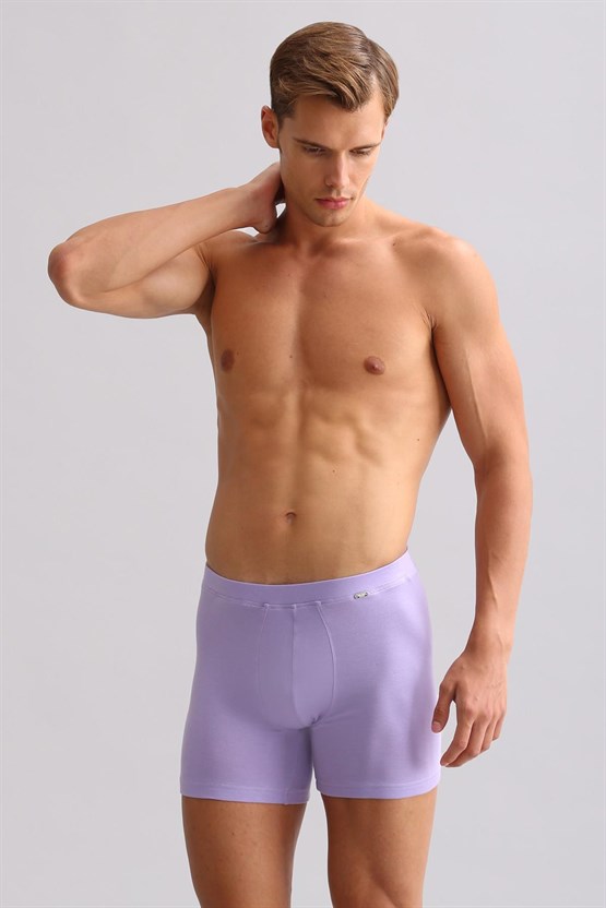 Mısırlı ORGANIC Pamuklu ZEUS LUXURY Regular Fit Metal Armalı Long Boxer Mor
