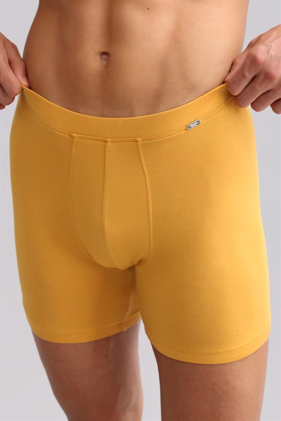 Mısırlı ORGANIC Pamuklu ZEUS LUXURY Regular Fit Metal Armalı Long Boxer Hardal