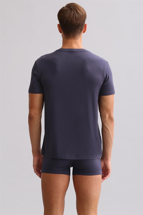 Mısırlı ORGANIC Pamuklu ZEUS LUXURY Regular Fit Bisiklet Yaka Fanila / T-Shirt Antrasit