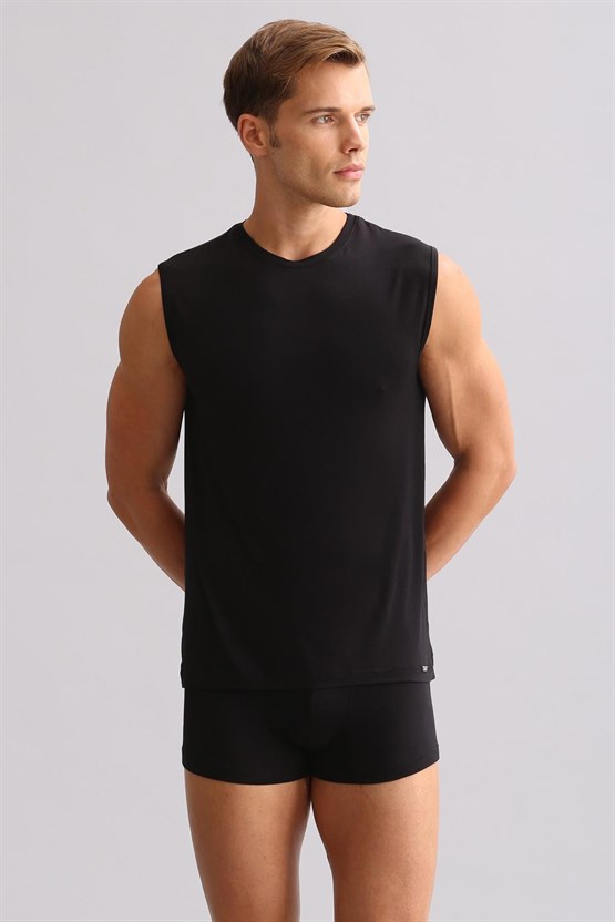 Mısırlı ORGANIC Pamuklu ZEUS LUXURY Regular Fit Bisiklet Yaka Sporcu Atlet / T-Shirt Siyah