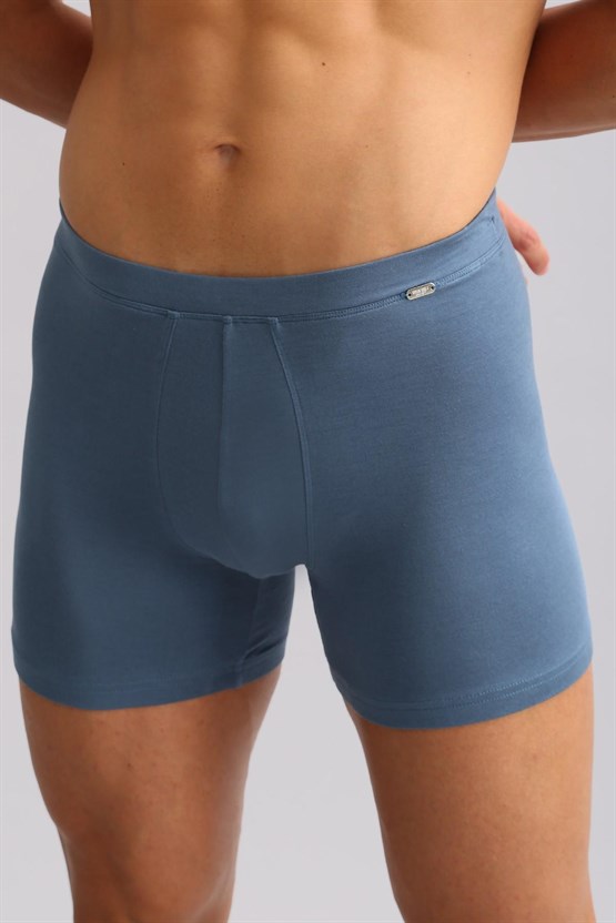 Mısırlı ORGANIC Pamuklu ZEUS LUXURY Regular Fit Metal Armalı Long Boxer Gece Mavisi