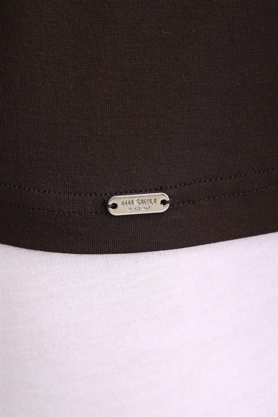 Mısırlı ORGANIC Pamuklu ZEUS LUXURY Regular Fit V Yaka Sporcu Atlet / T-Shirt Kahverengi