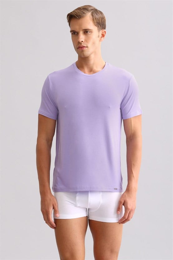 Mısırlı ORGANIC Pamuklu ZEUS LUXURY Regular Fit Bisiklet Yaka Fanila / T-Shirt Mor