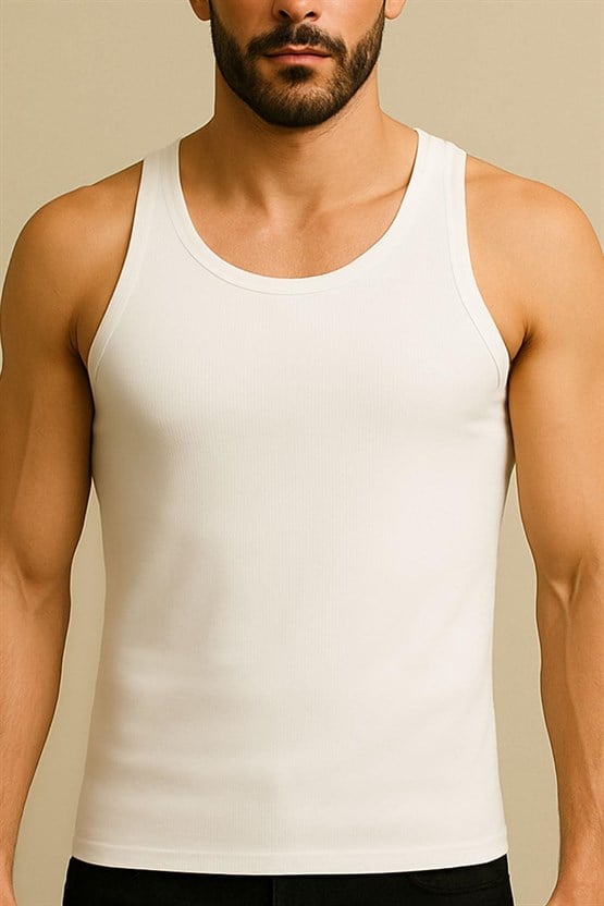 Mısırlı Organik Pamuklu Yazlık Regular Fit Atlet Beyaz
