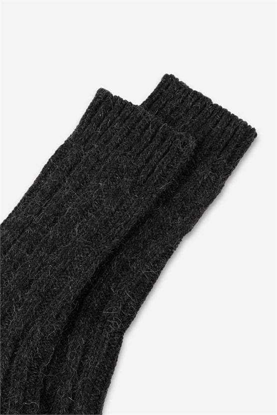 Mısırlı Unisex 5 Kat Alpaka Yünü Kışlık Tekli Soket Çorap Antrasit