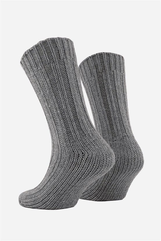 Mısırlı Unisex 5 Kat Alpaka Yünü Kışlık Tekli Soket Çorap Gri