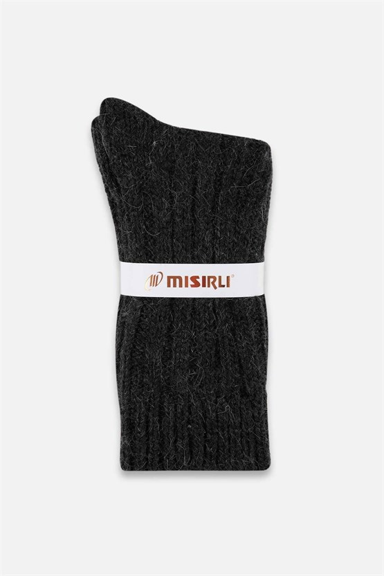 Mısırlı Unisex 5 Kat Alpaka Yünü Kışlık Tekli Soket Çorap Antrasit
