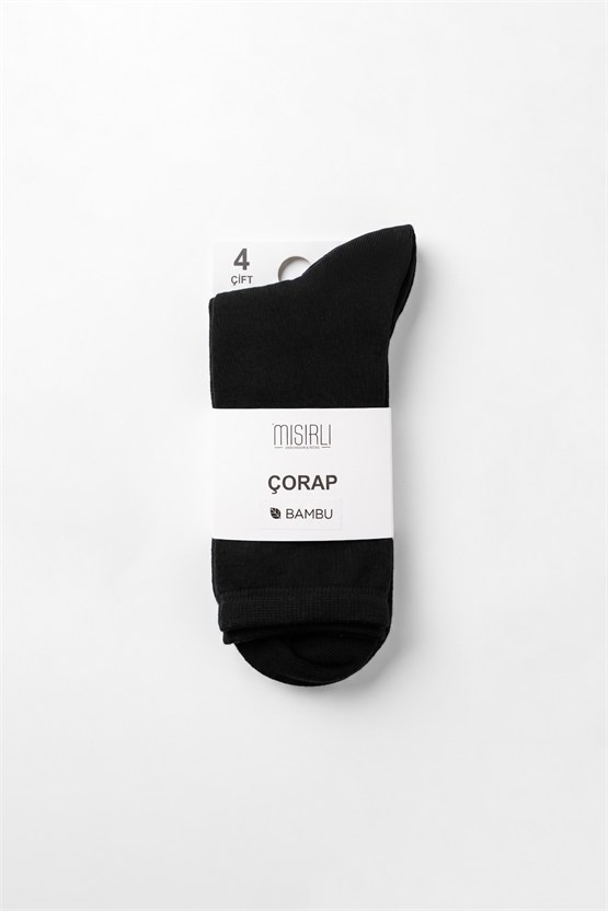 Mısırlı Unisex Bambu 4 Çift Soket Çorap Siyah