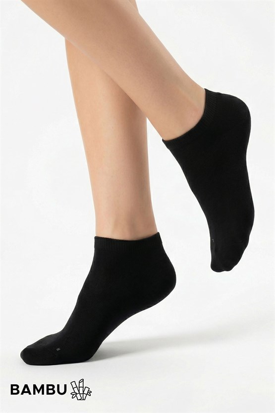 Mısırlı Unisex Bambu 7 Çift Patik Çorap Siyah