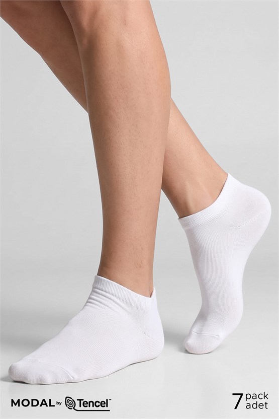 Mısırlı Unisex Modal Yedi Çift Patik Çorap Beyaz