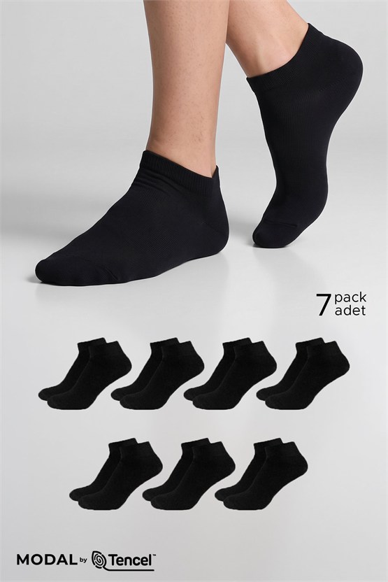 Mısırlı Unisex Modal Yedi Çift Patik Çorap Siyah