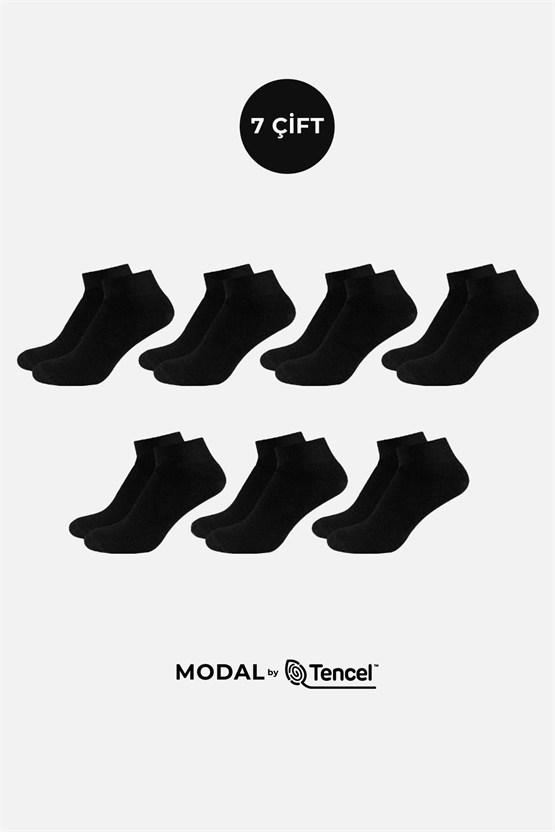 Mısırlı Unisex Modal Yedi Çift Patik Çorap Siyah