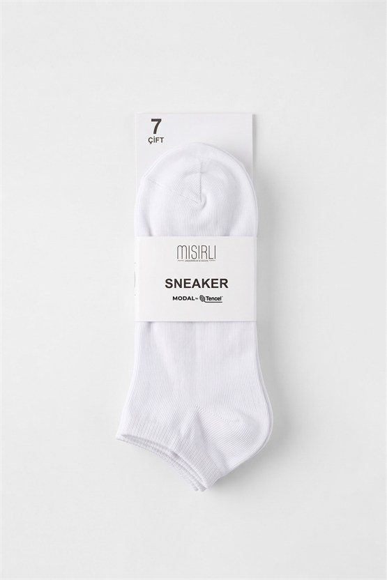 Mısırlı Unisex Modal Yedi Çift Patik Çorap Beyaz