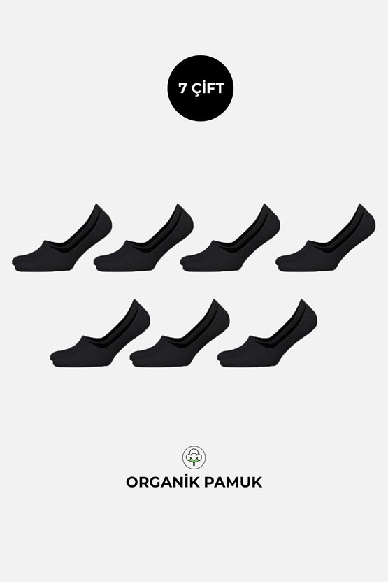 Mısırlı Unisex Organik Pamuklu 7 Çift Babet Çorap Siyah
