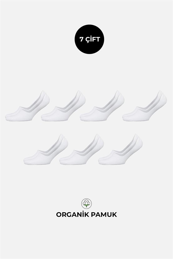 Mısırlı Unisex Organik Pamuklu 7 Çift Babet Çorap Beyaz