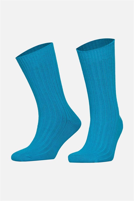 Mısırlı Unisex Pamuklu Bio Cotton Kışlık Soket Çorap Mavi