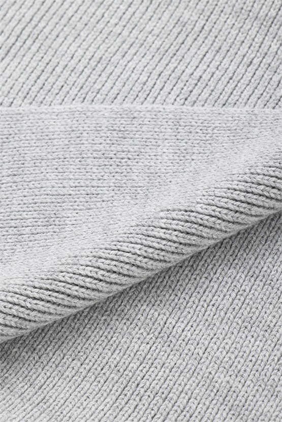 Mısırlı Unisex Yün Fitilli Atkı Açık Gri