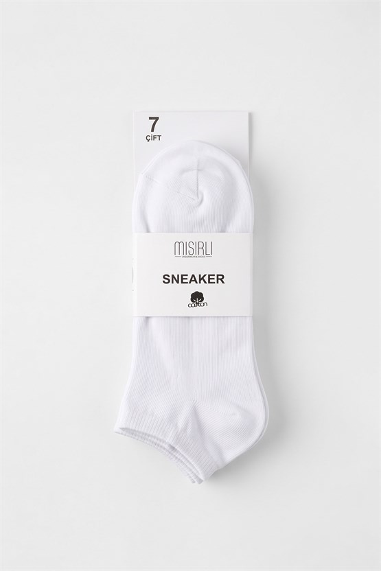ORGANİK PAMUKLU Unisex 7 Çift Patik Çorap Beyaz