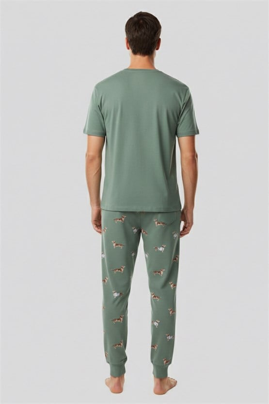 Pamuklu Kısa Kollu Pijama Takım Çağla Yeşili
