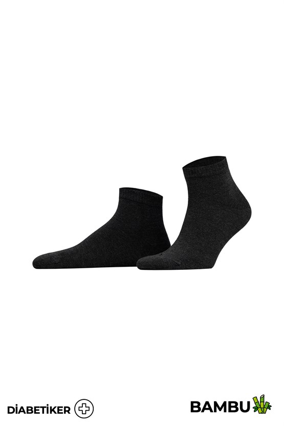 Unisex Bambu Diyabetik Sneaker Çorap Antrasit