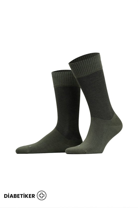 Unisex Diyabetik Bambu Soket Çorap Koyu Haki