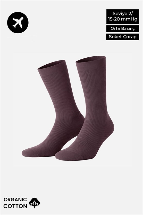 Unisex Organik Pamuk Özel Sıkılaştırıcı Teknolojiyle Uçuş ve Pilot Soket Çorap Lavender
