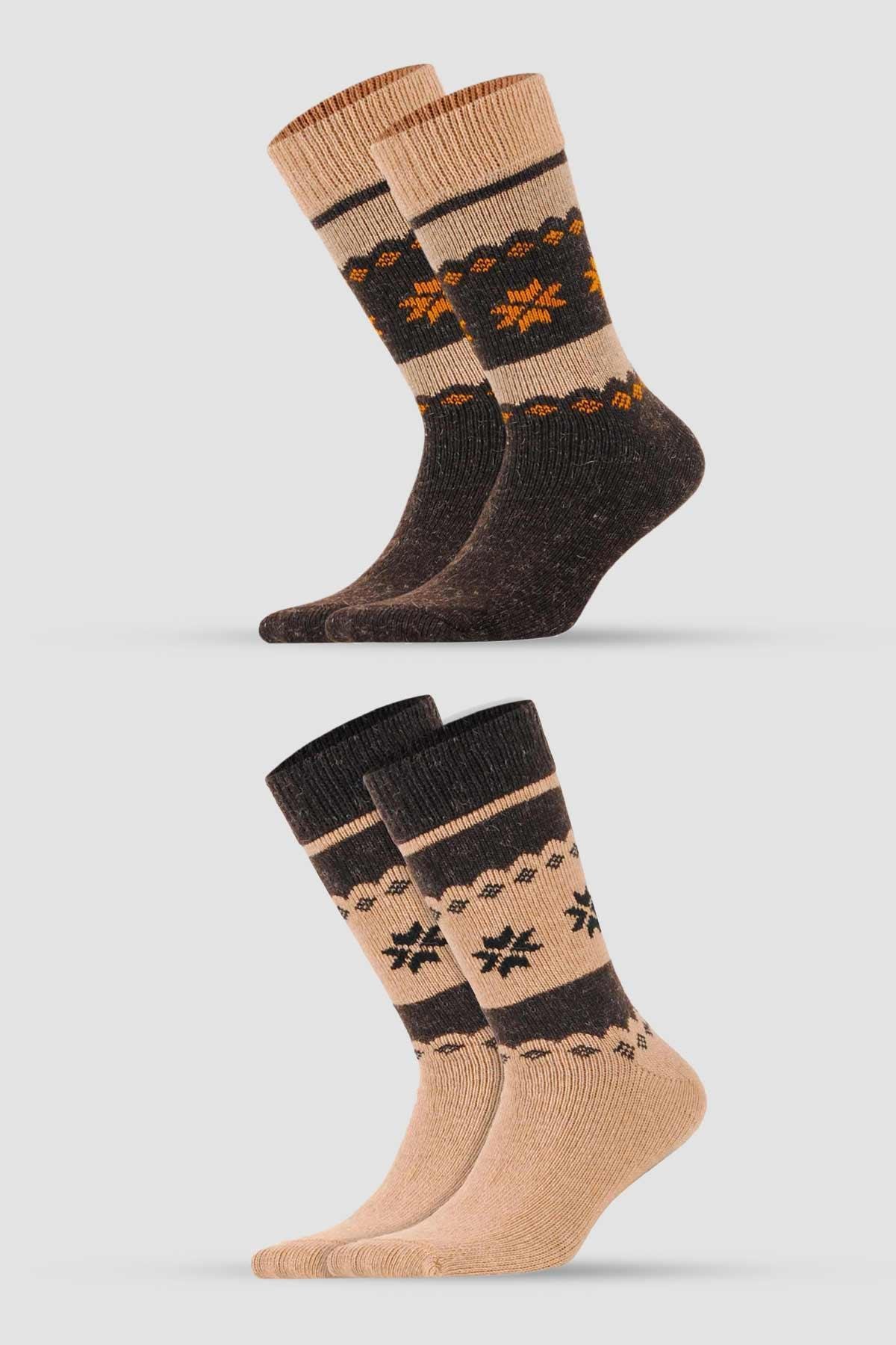 Aytuğ Men's Alpaca Feather Socket 2-pack Socks - 3097 B/K