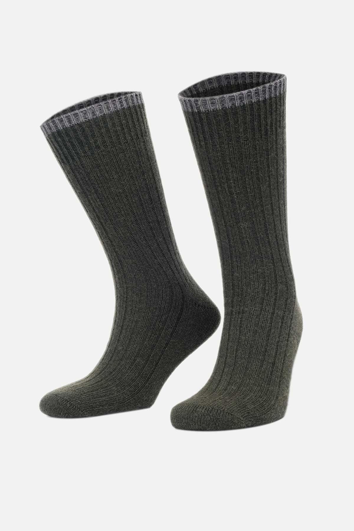 Aytuğ Erkek Kuzu Yünü (Lambswool) Tekli Haki Soket Çorap A 25094 H