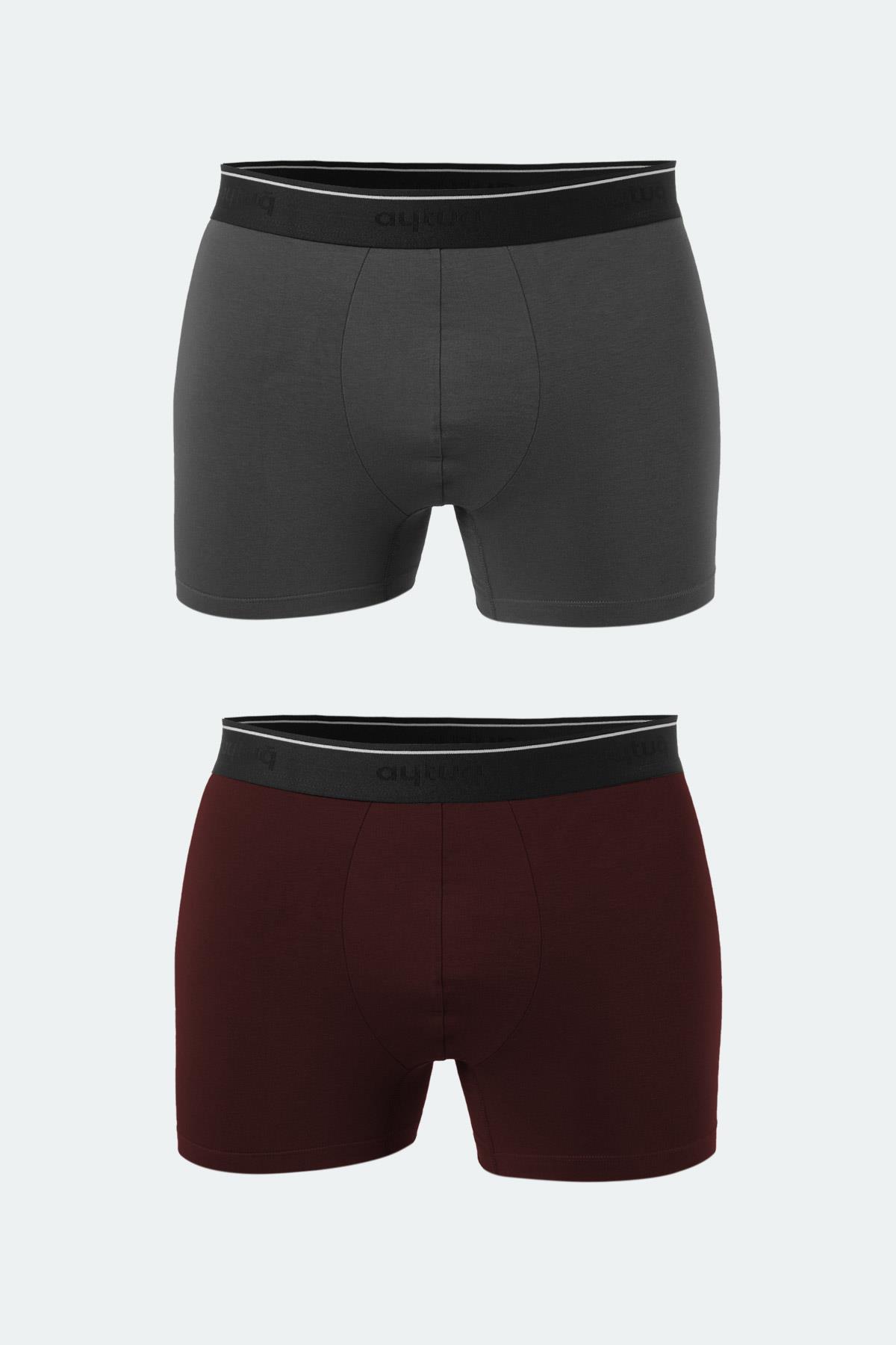 Aytuğ Erkek Modal 2'li Bordo Füme Renk Boxer