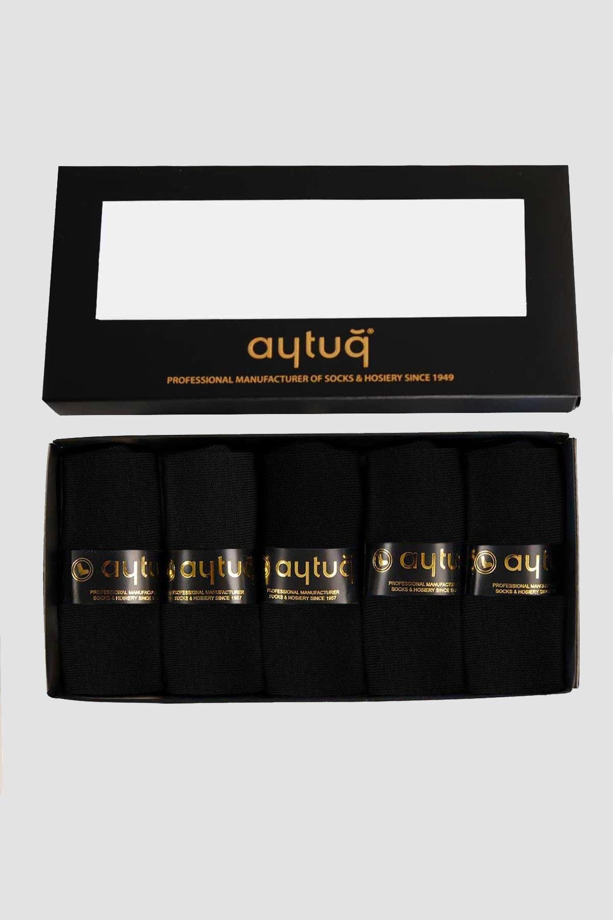 Aytuğ Men Modal by Tencel™ 5 Pairs Special Boxed Black Booties Socks - 13200-2