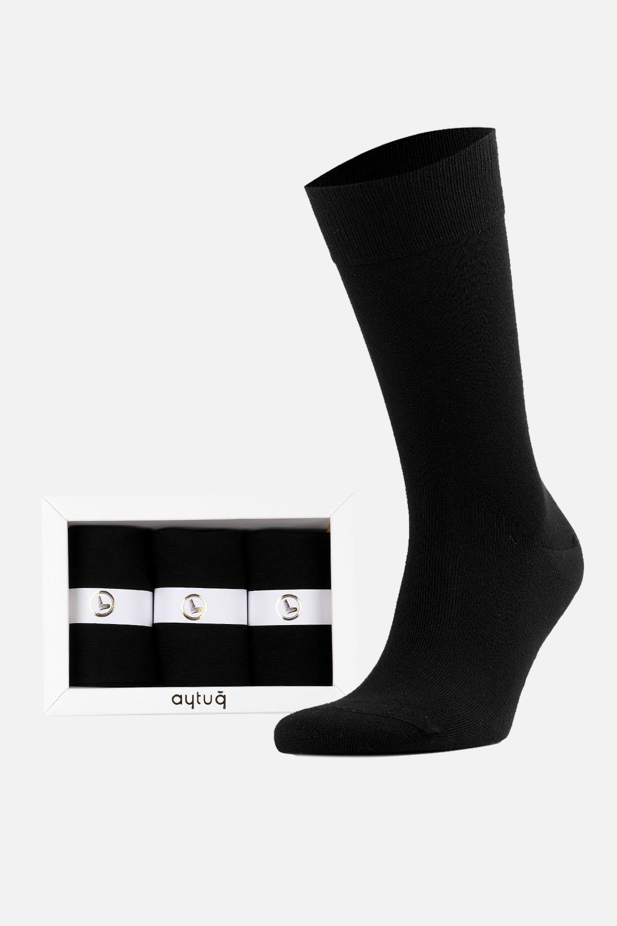 Aytuğ Erkek Pamuklu 3 Çift Özel Kutulu Siyah Soket Çorap   11000 S