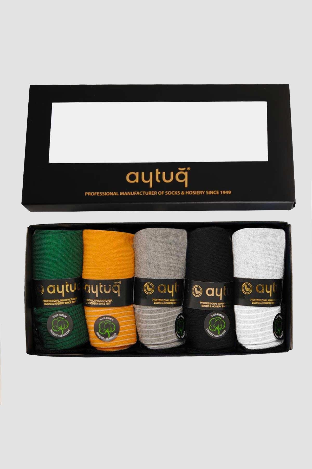 Aytuğ Men's Cotton 5 Pairs Special Boxed Booties Socks - 11241
