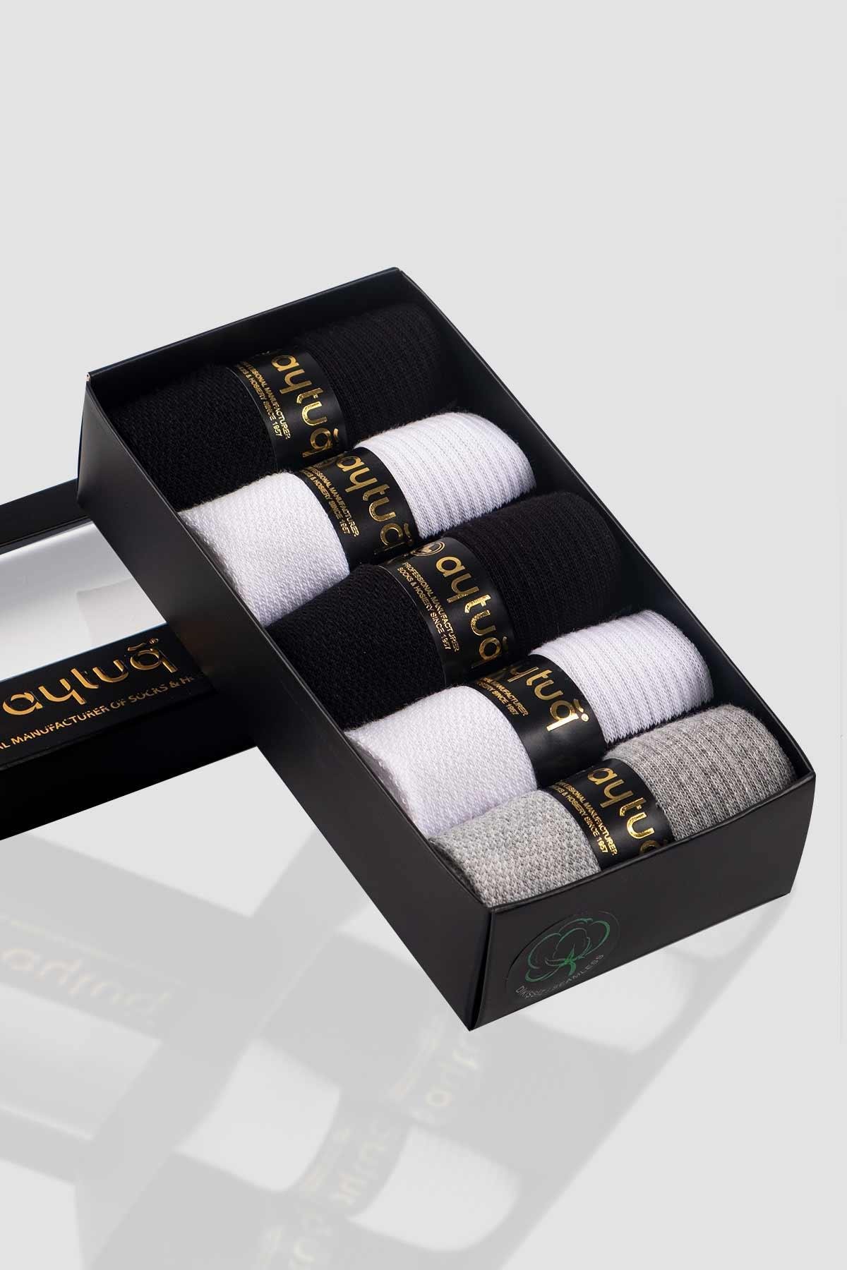 Aytuğ Men's Cotton 5 Pairs Special Boxed Booties Socks - 55409