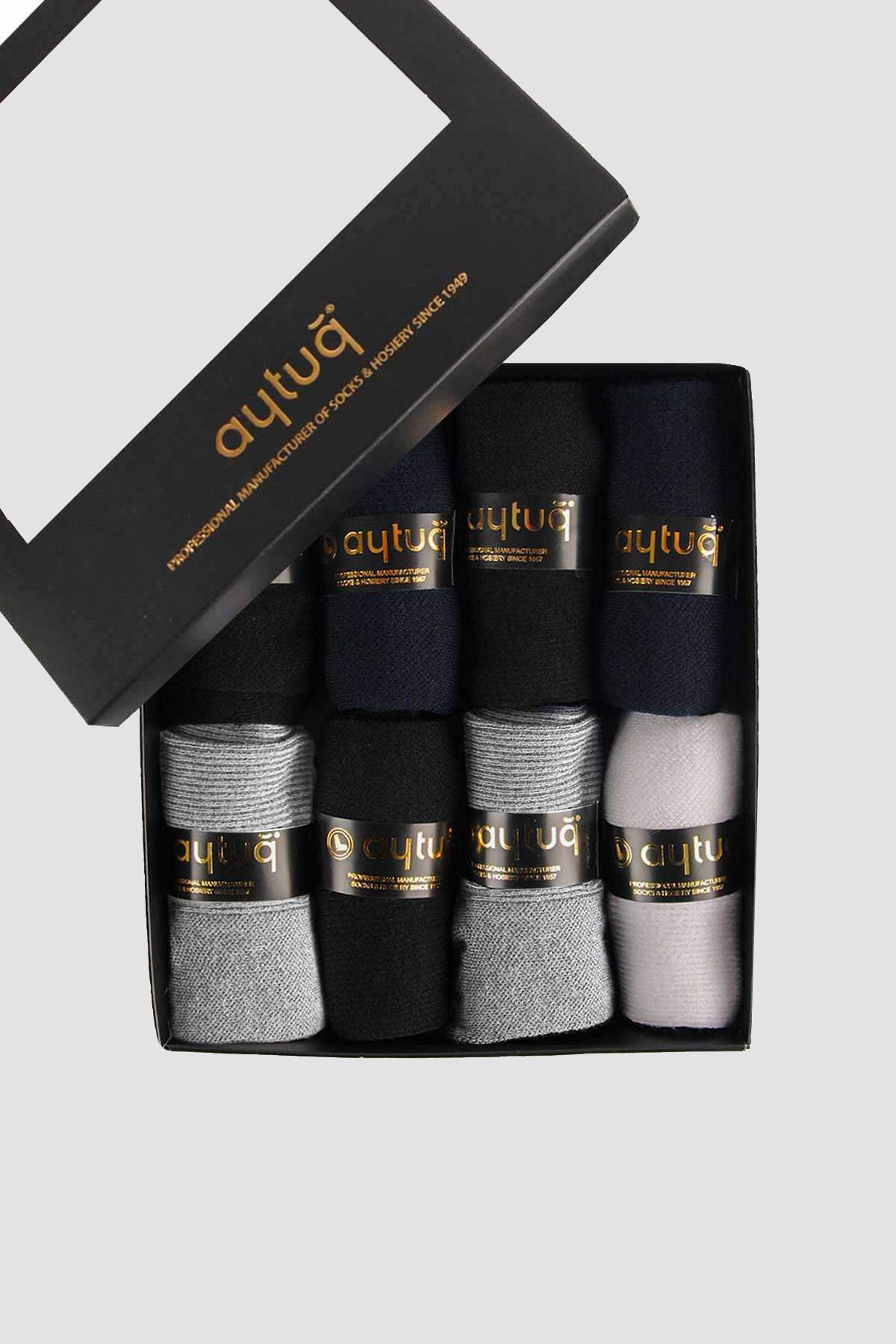 Aytuğ Men's Cotton 8 Pairs Special Boxed Booties Socks - 11242-2