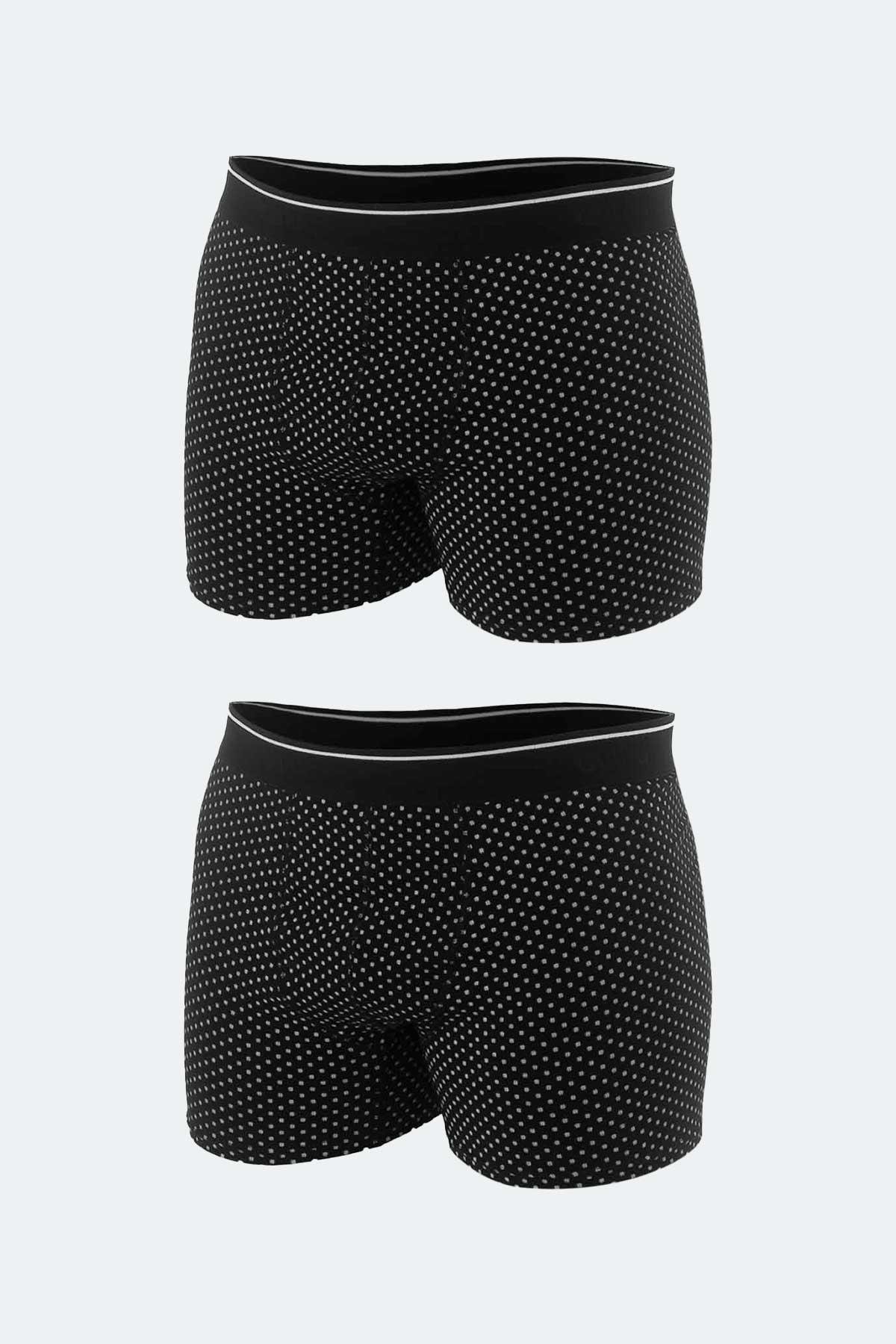 Aytuğ Erkek Pamuklu Desenli Siyah 2'li Boxer ZMB 2